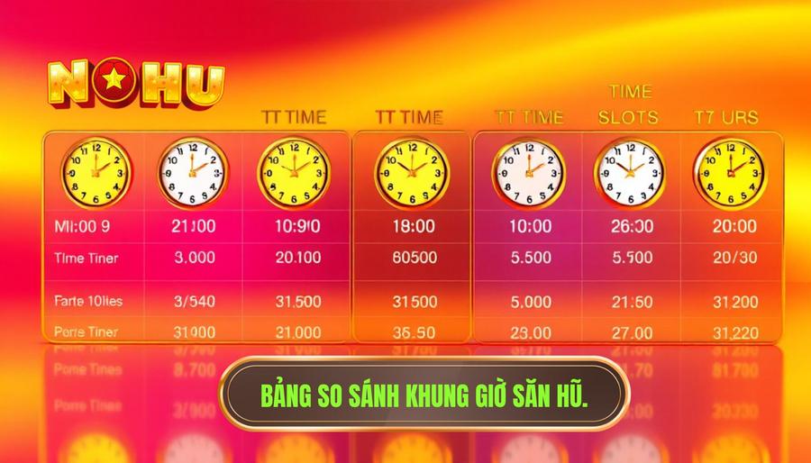 Thời điểm nào dễ săn hũ nhất? Bí mật từ các cao thủ nổ hũ chuyên nghiệp 3 Bảng so sánh các khung giờ săn hũ